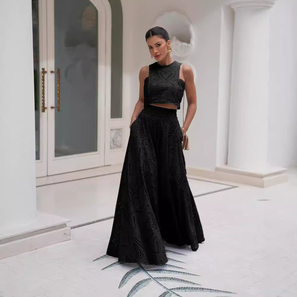 Robe d’été sans manches en dentelle élégante