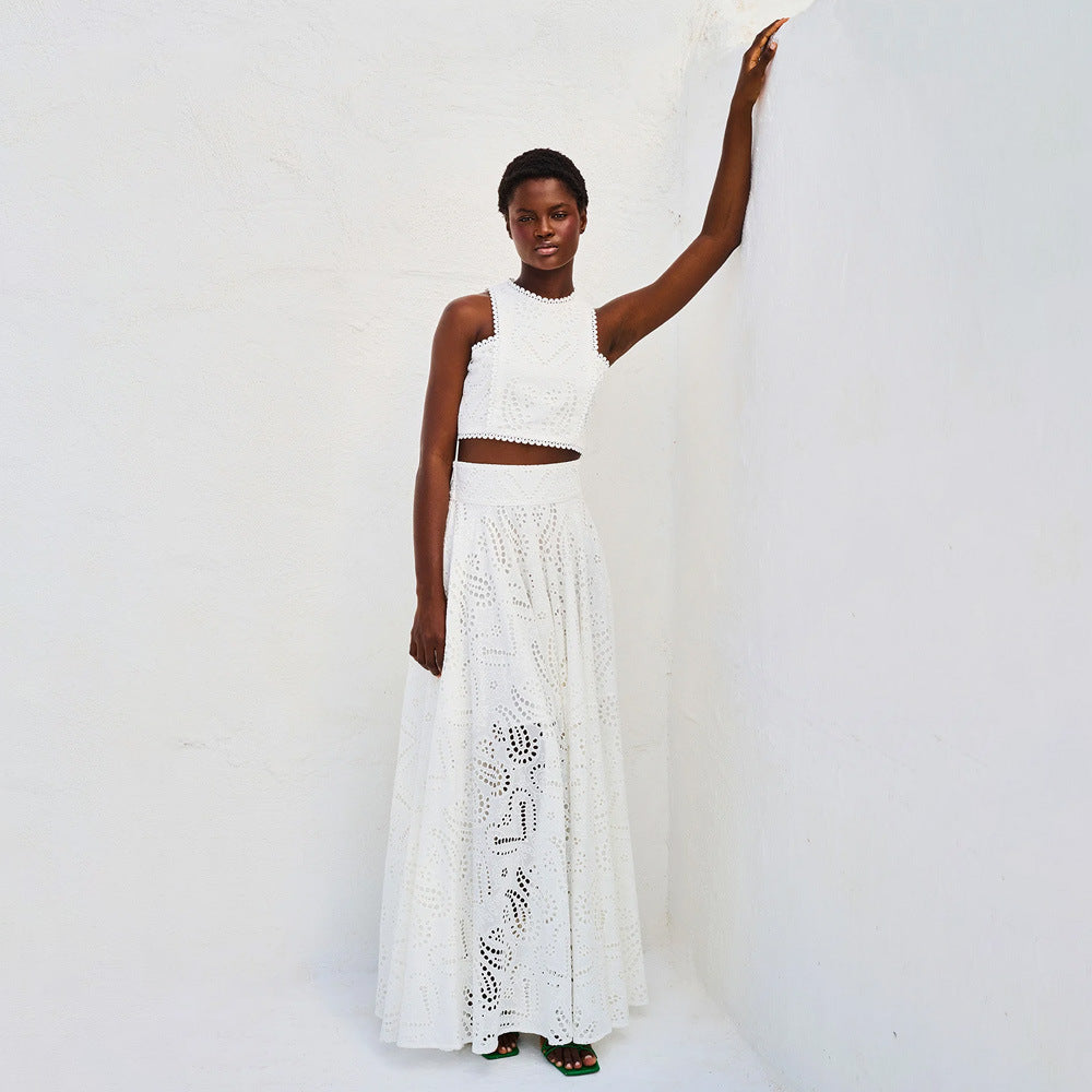 Robe d’été sans manches en dentelle élégante