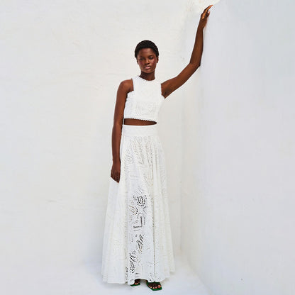 Robe d’été sans manches en dentelle élégante