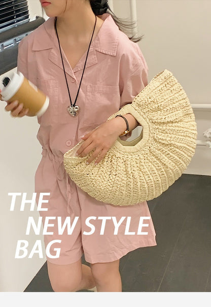 Weaving Beach Bag Retro Commuter's All-matching Casual Handbag