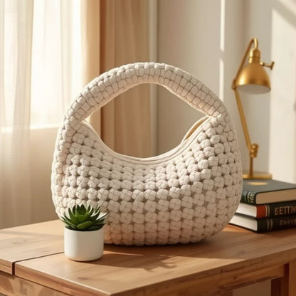 Sac Lune Tissé à la Main Style Élégant