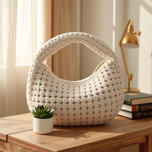 Sac Lune Tissé à la Main Style Élégant