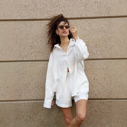 Ensemble Décontracté Femme. Chemise Longue et Short