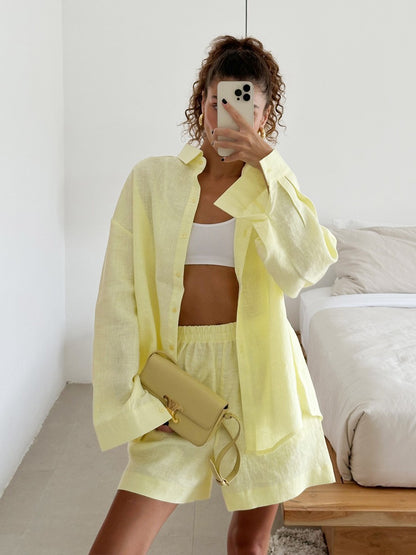 Ensemble Décontracté Femme. Chemise Longue et Short
