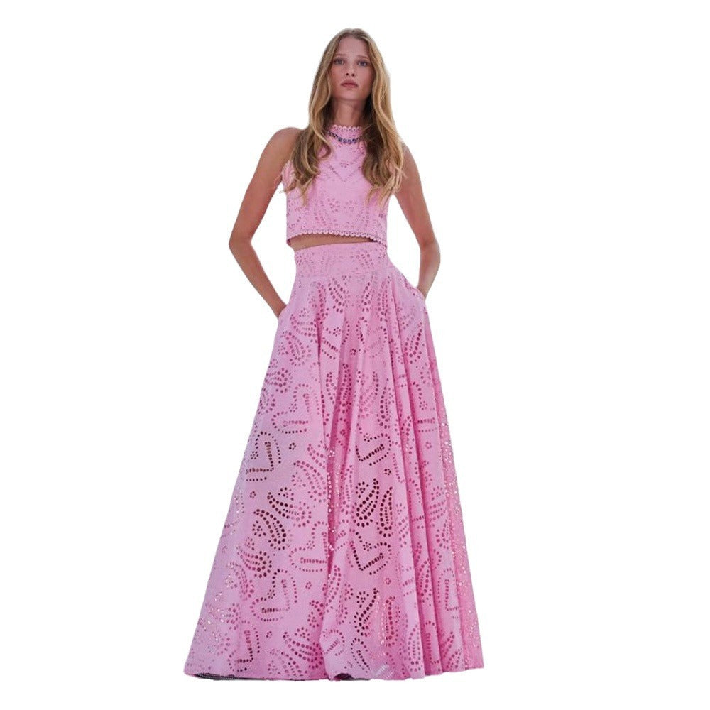 Robe d’été sans manches en dentelle élégante